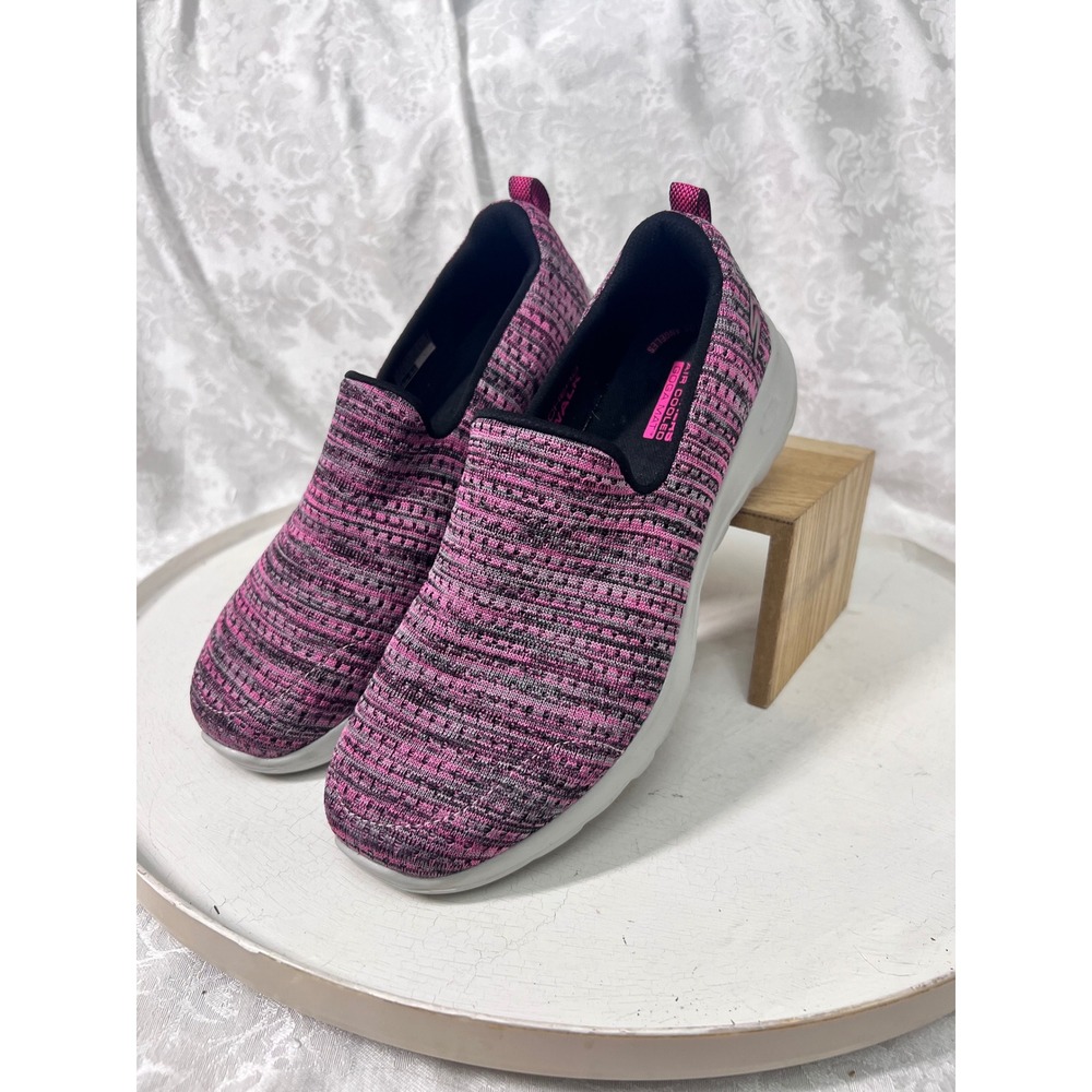 Skechers GoWalk Joy Pink Black Knit Slip On Sneakers 124660 Womens 8